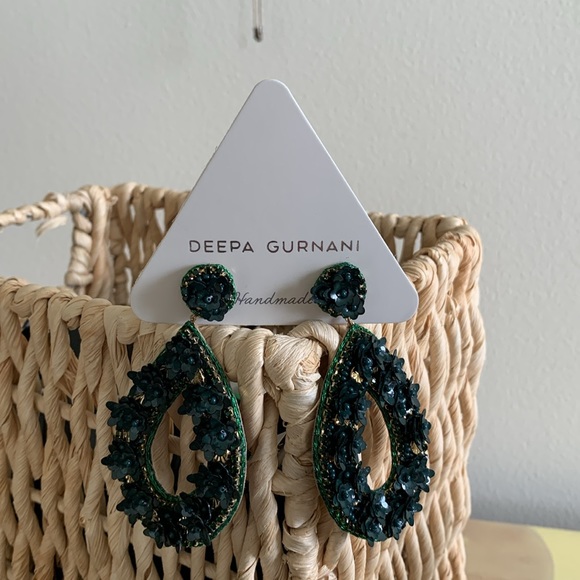 Deepa Gurnani Anthropologie Handmade Beaded Floral Statement Earrings NWT - Picture 1 of 7